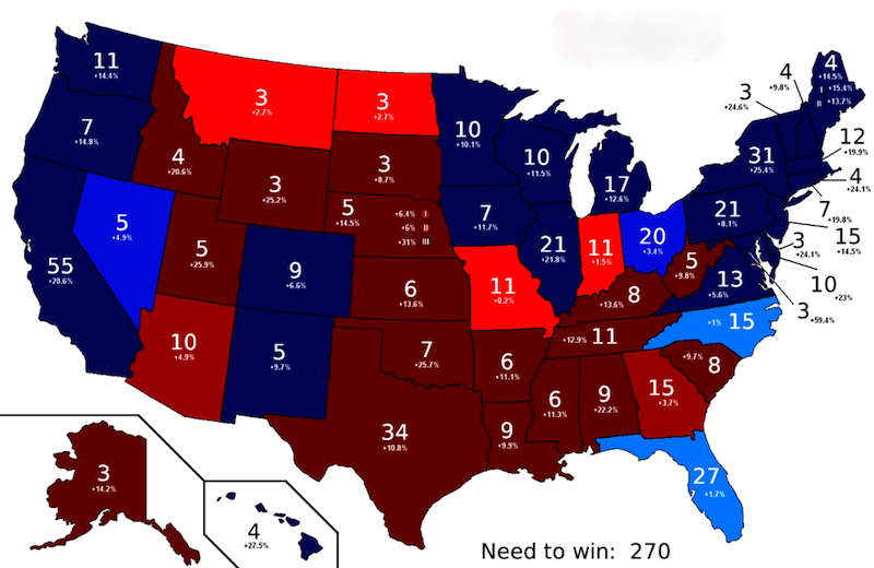 Current 2008 US Electoral College Polling Map